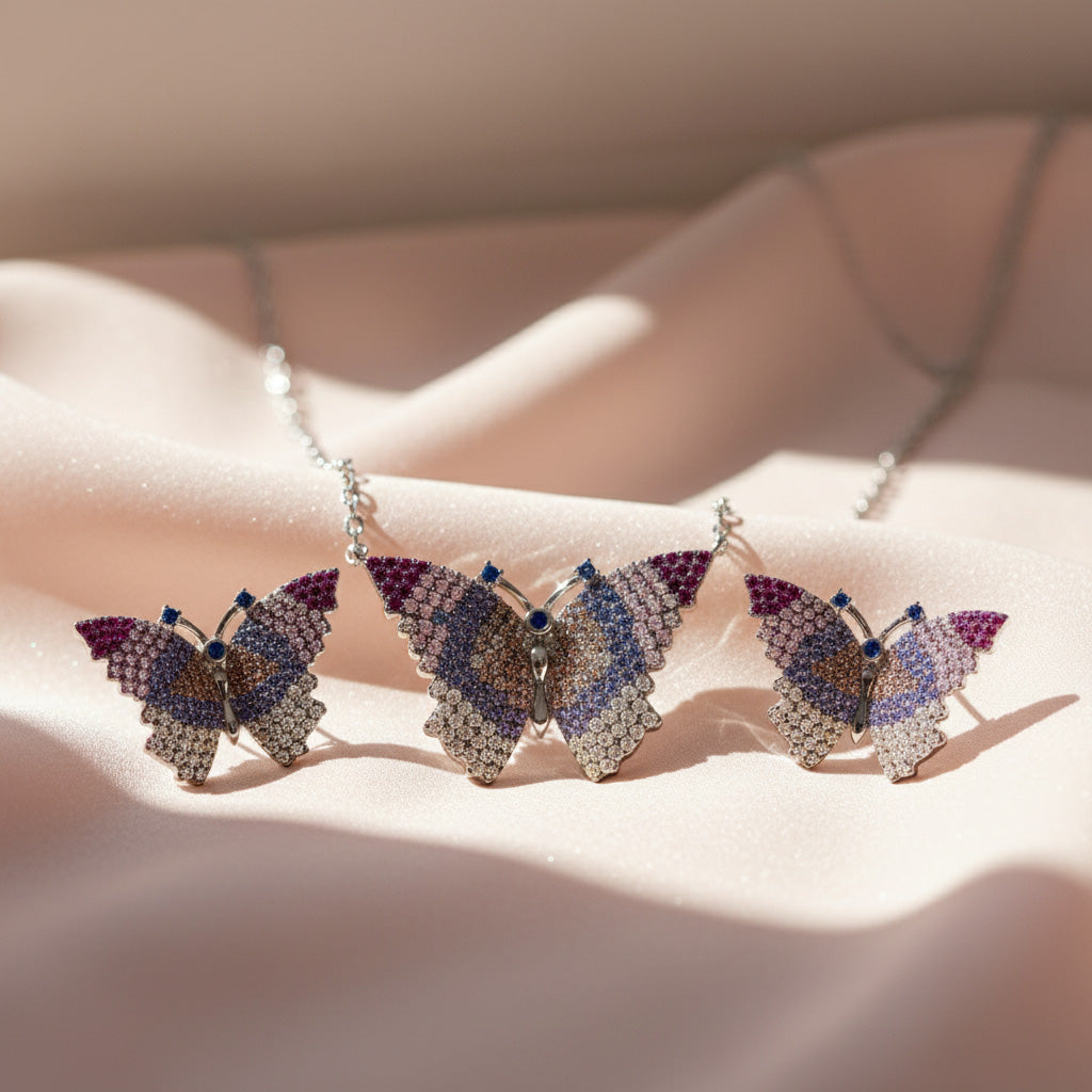 Silver Italian Fancy Butterfly set