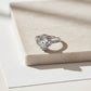 Silver Clover Halo Solitaire Engagement Ring