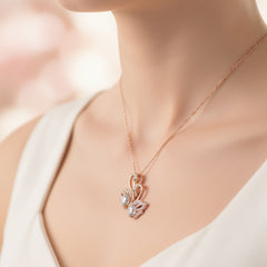 Rose Gold Eternal Love Swan Pendant