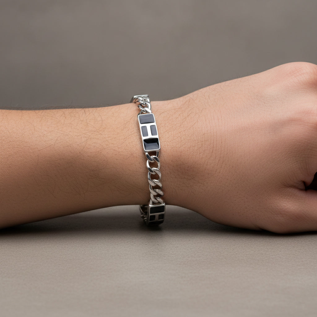 Silver Hyacinth Curb Link Men's Bracelet