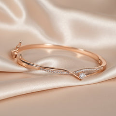 Rose Gold Regal V-Shape Pear-Cut Bracelet For Her