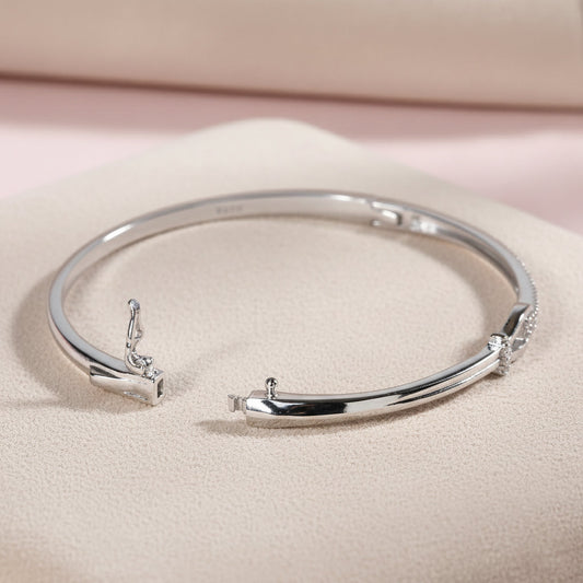 Silver Chic Pave Nautical Hook Bracelet For Her