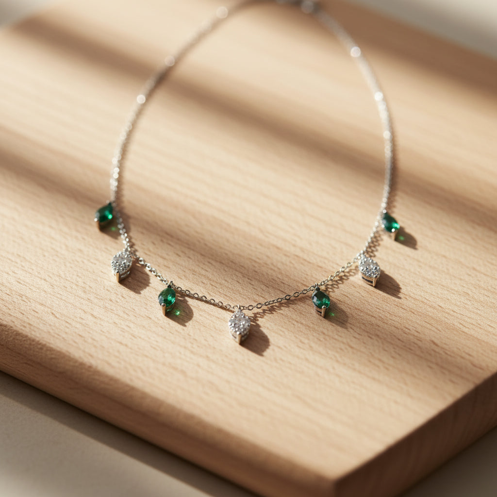 Silver Cascade Marquise Necklace For Her