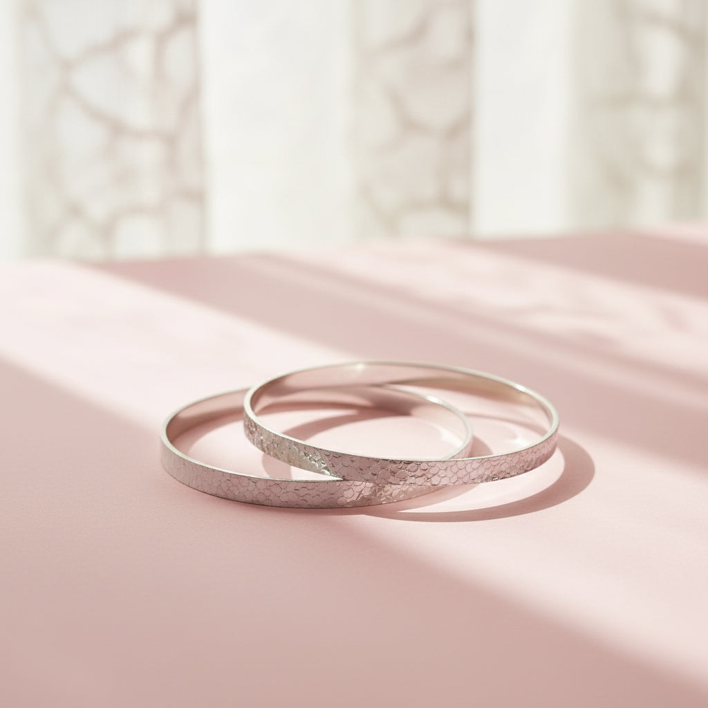 925 Silver Hammered Mirror polished Bangles