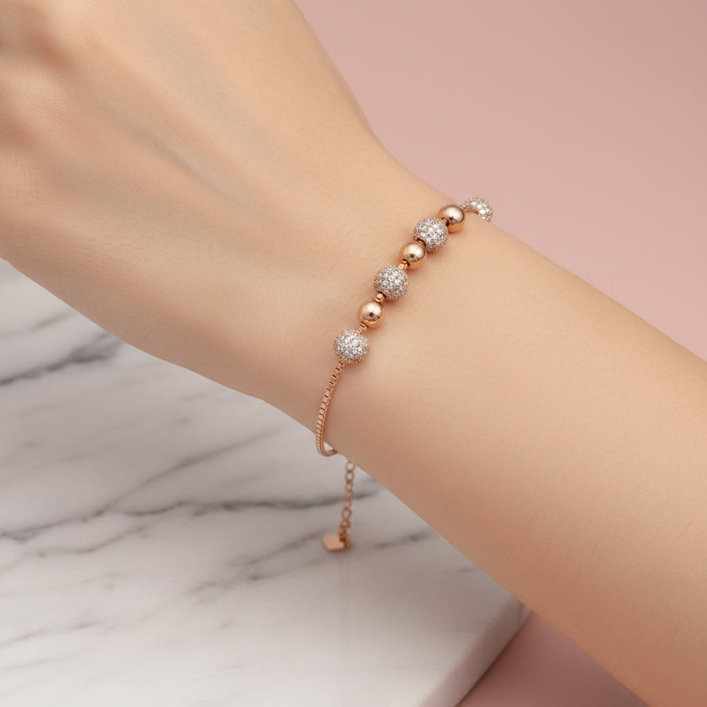 Rose gold Dazzling Beaded Bracelet with Disco balls