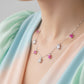 Silver Fuchsia Pink Suspended Necklace