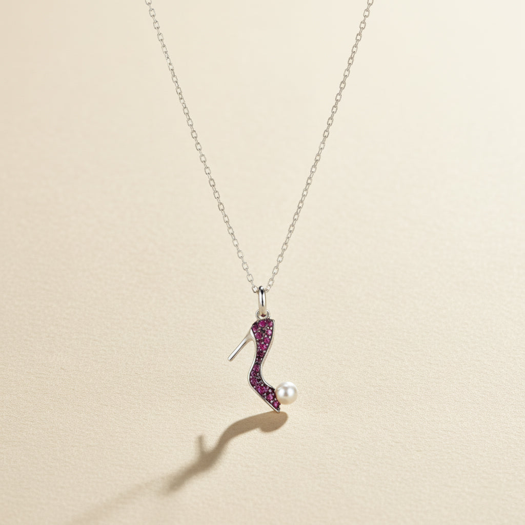 Silver High Heel Shoe Pendant For Her