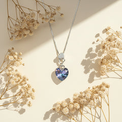 Silver Intertwined Hearts Mystic Crystal Necklace