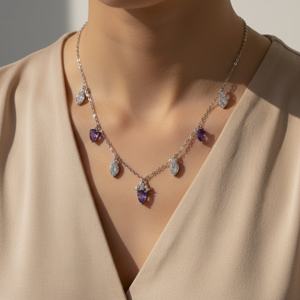 Silver Dazzling Blue Necklace