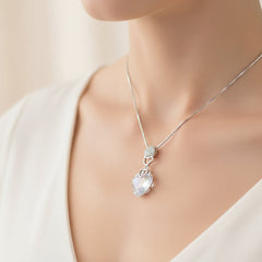 Silver Aurora Crystal Heart Pendant