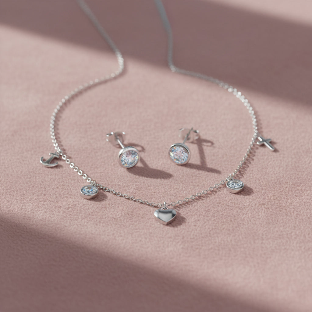 Silver Faith & Love Charming Set