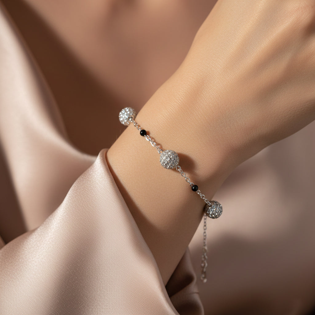 Silver Disco ball Chain Bracelet for her