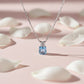 Silver Swiss Blue Crystal with floral design Chain pendant for her