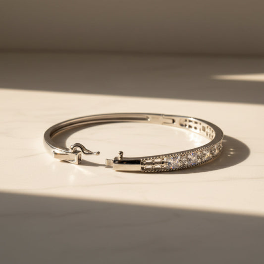 Silver Princess Cut Halo Bracelet For Her