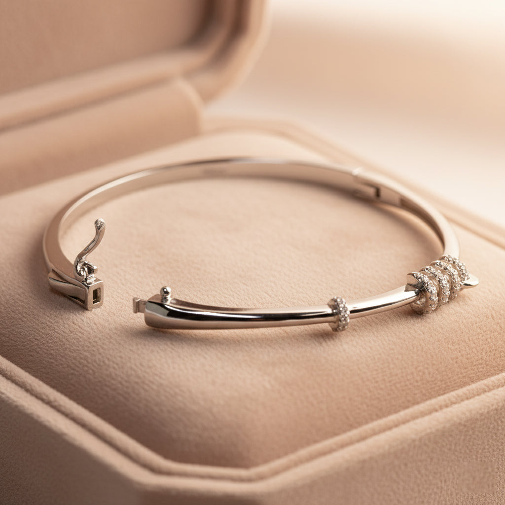 Silver Pave Coil Bracelet For Her