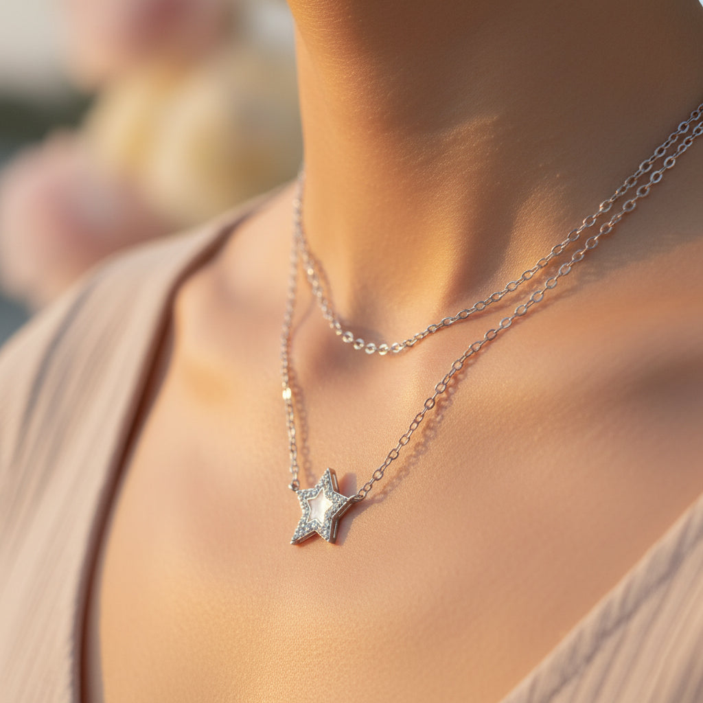 Silver Wish Star Dainty Pendant