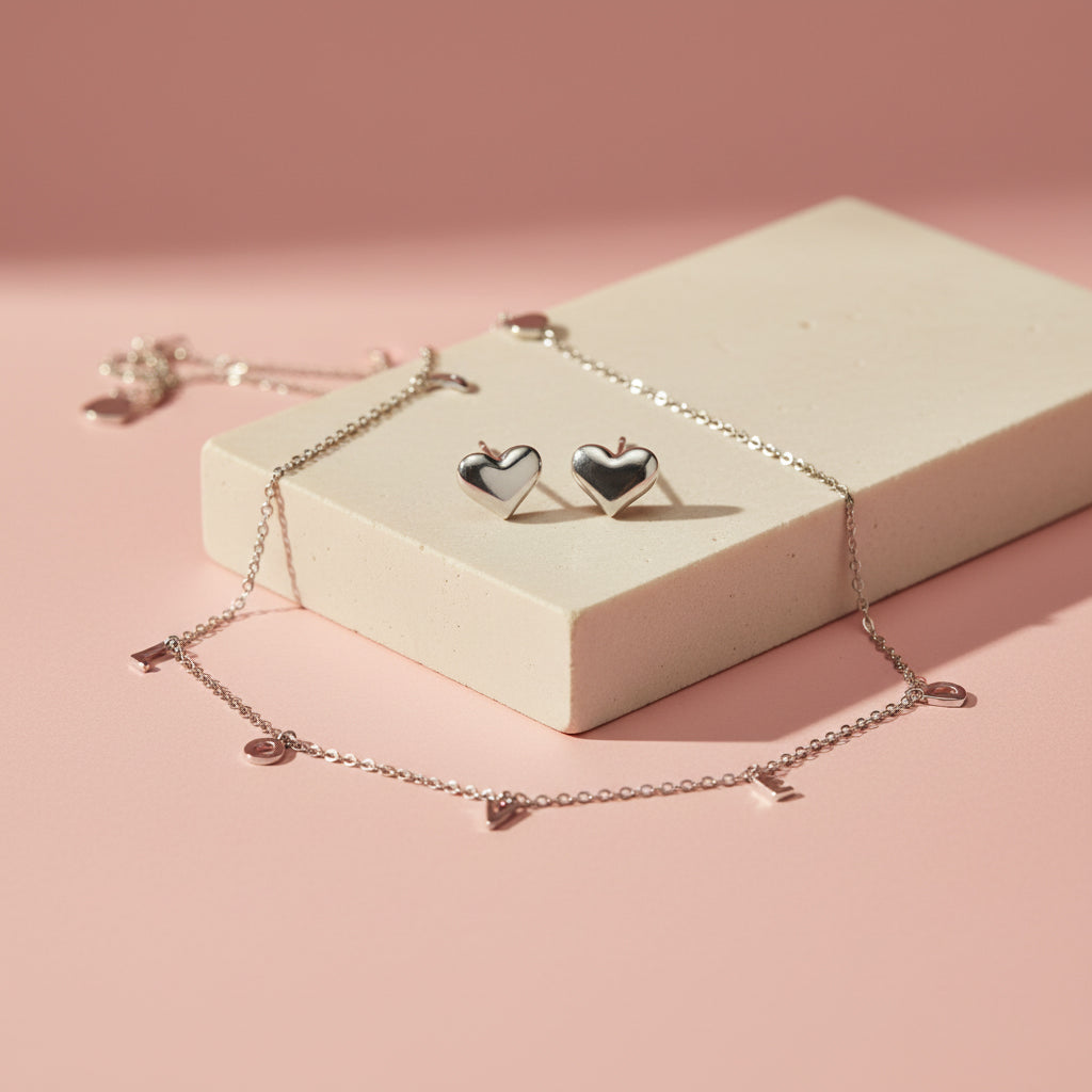 Silver Minimalist LOVED Charm Set
