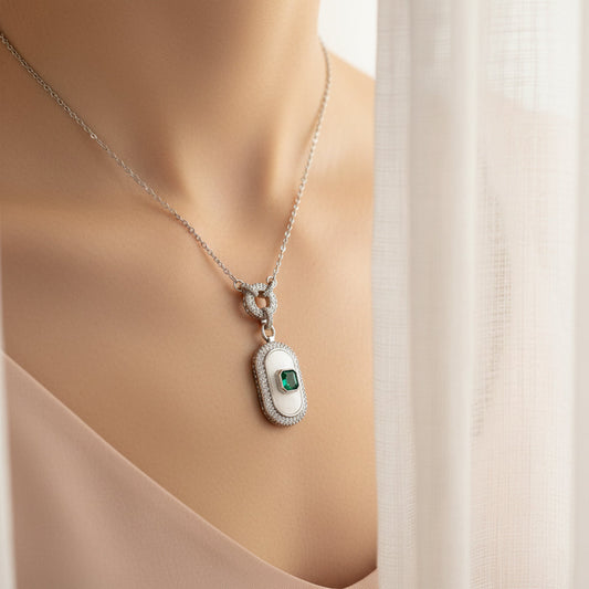 Silver Mother of Pearl Halo Pendant