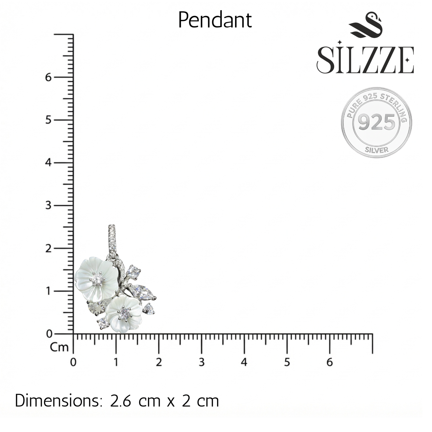 Silver Mother of pearl Bouquet Marquise CZ Pendant Set