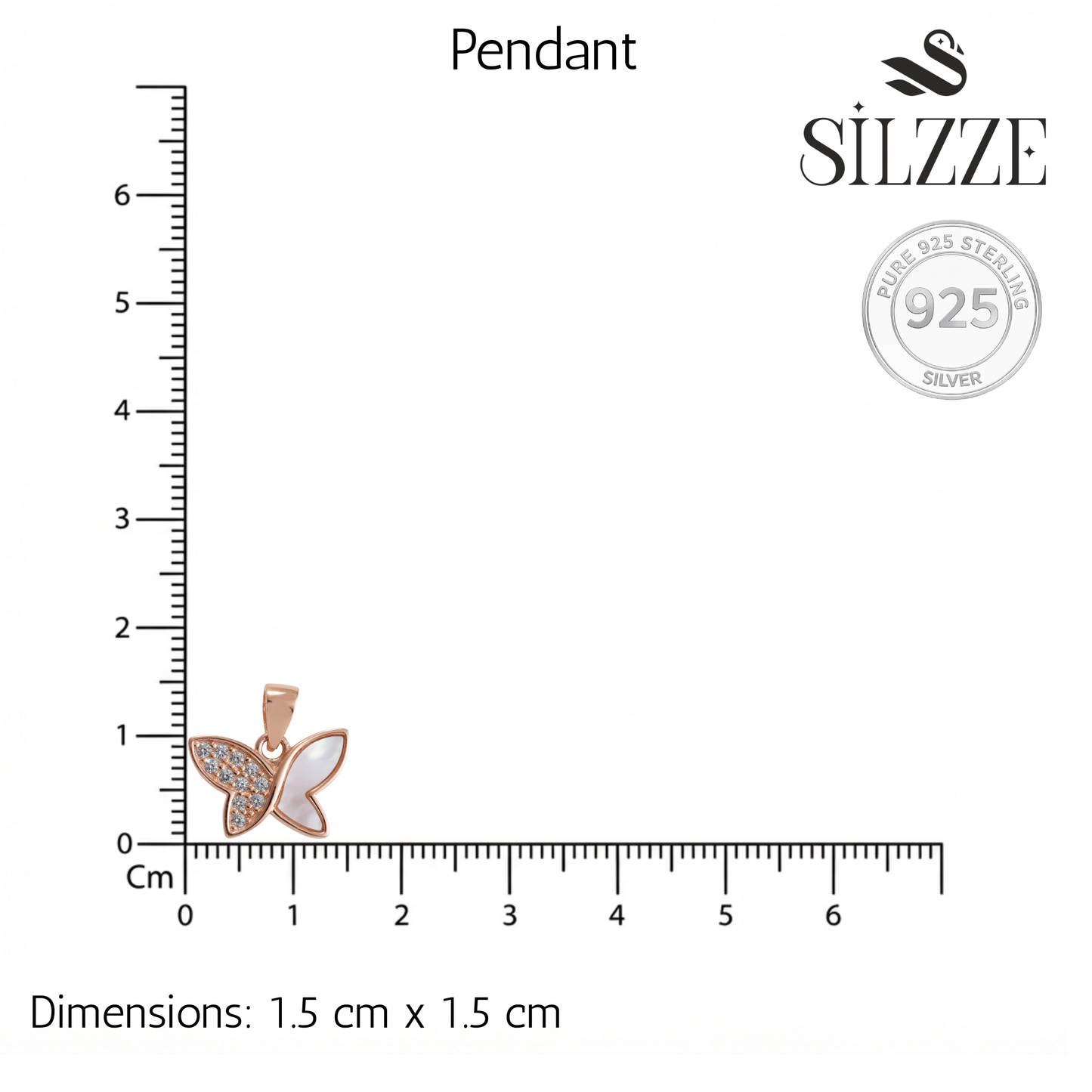 Rose gold Cute MOP Flutter Butterfly Pendant set