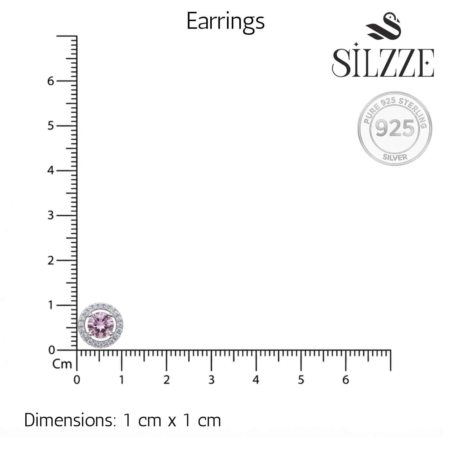 Silver Pink sapphire Round CZ Pendant And stud earrings set