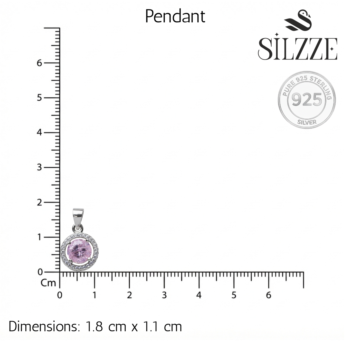 Silver Pink sapphire Round CZ Pendant And stud earrings set