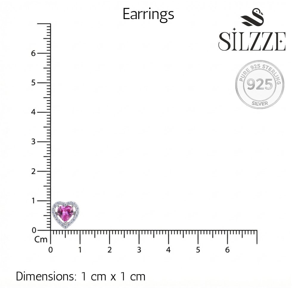 Silver Cute Pink Hearted Pendant Set for her