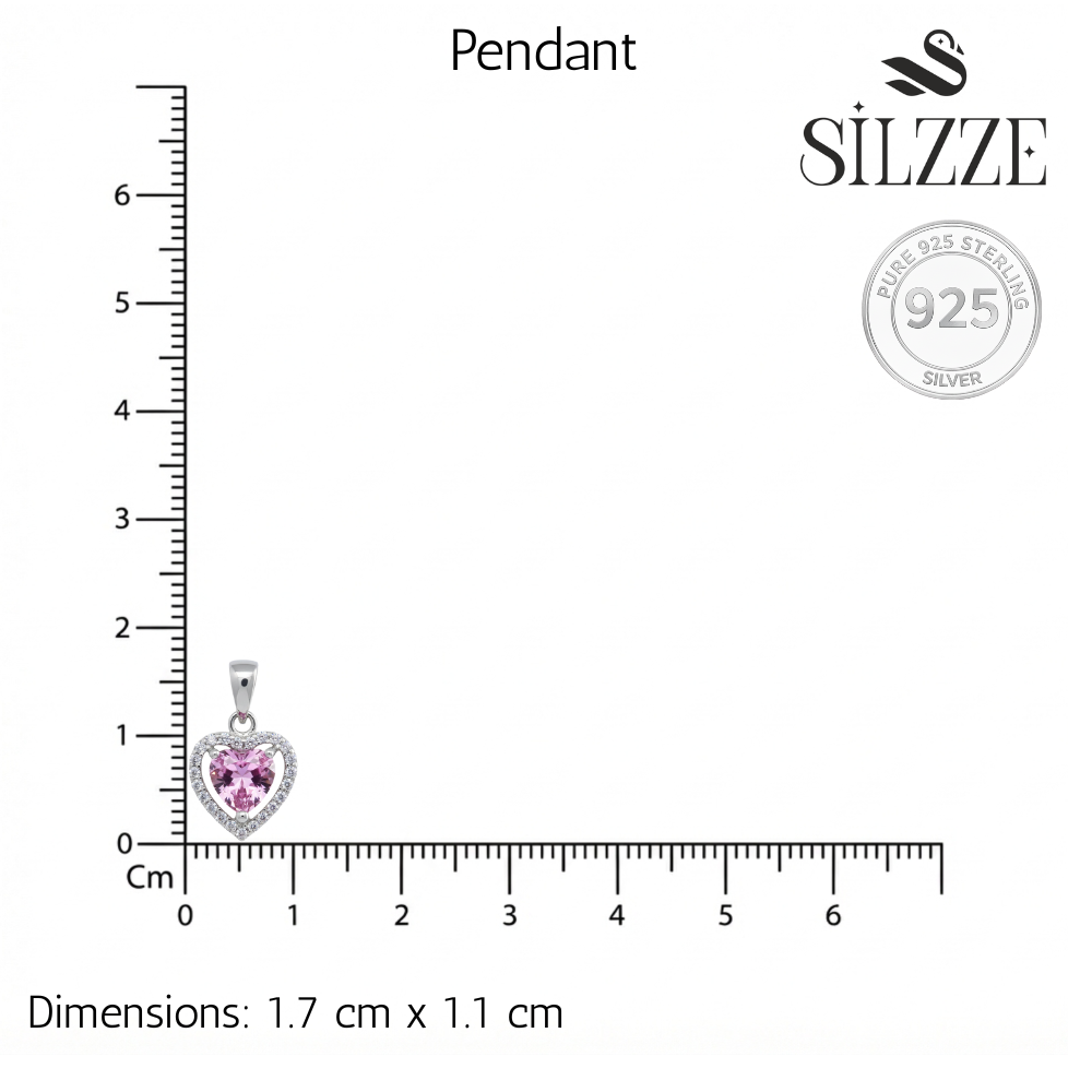 Silver Cute Pink Hearted Pendant Set for her