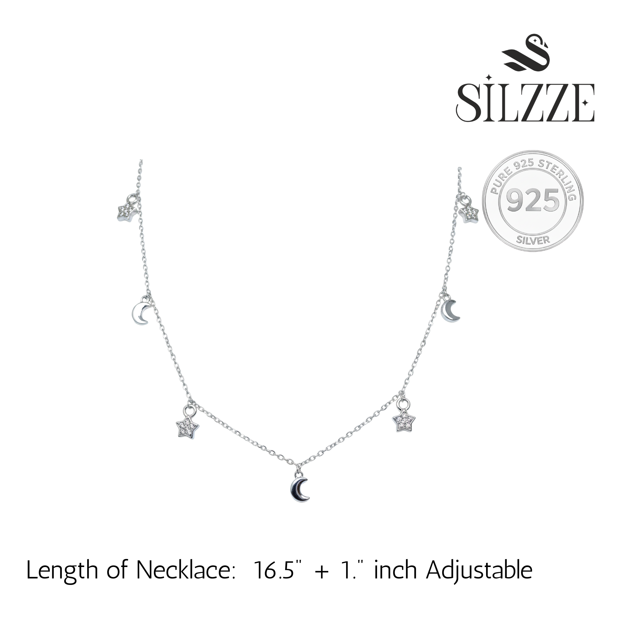 Silver Celestial Sparkle Star & Moon Set