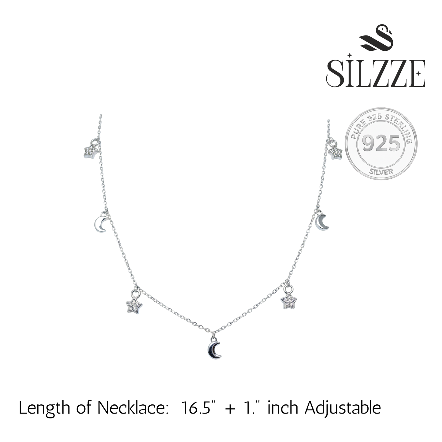 Silver Celestial Sparkle Star & Moon Set