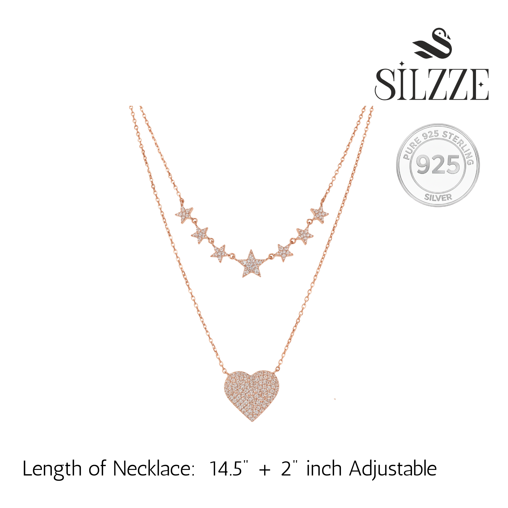 Rose Gold Celestian Heart Double Layer Set