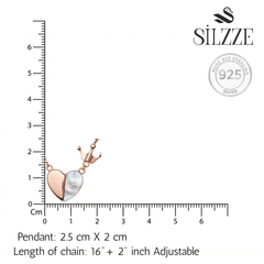 Rose Gold Royal Heart & Crown Pendant