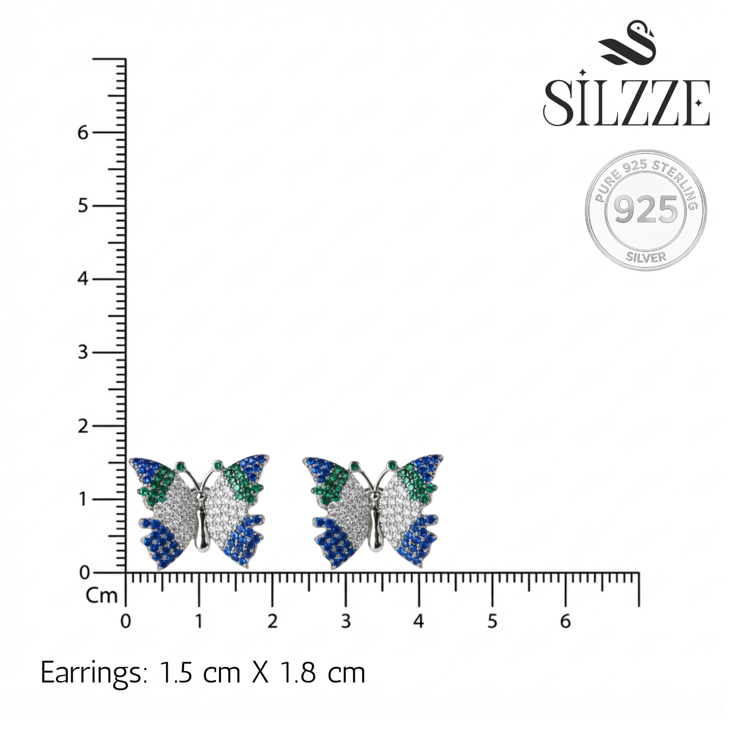 Silver Virtue Blue Butterfly Set