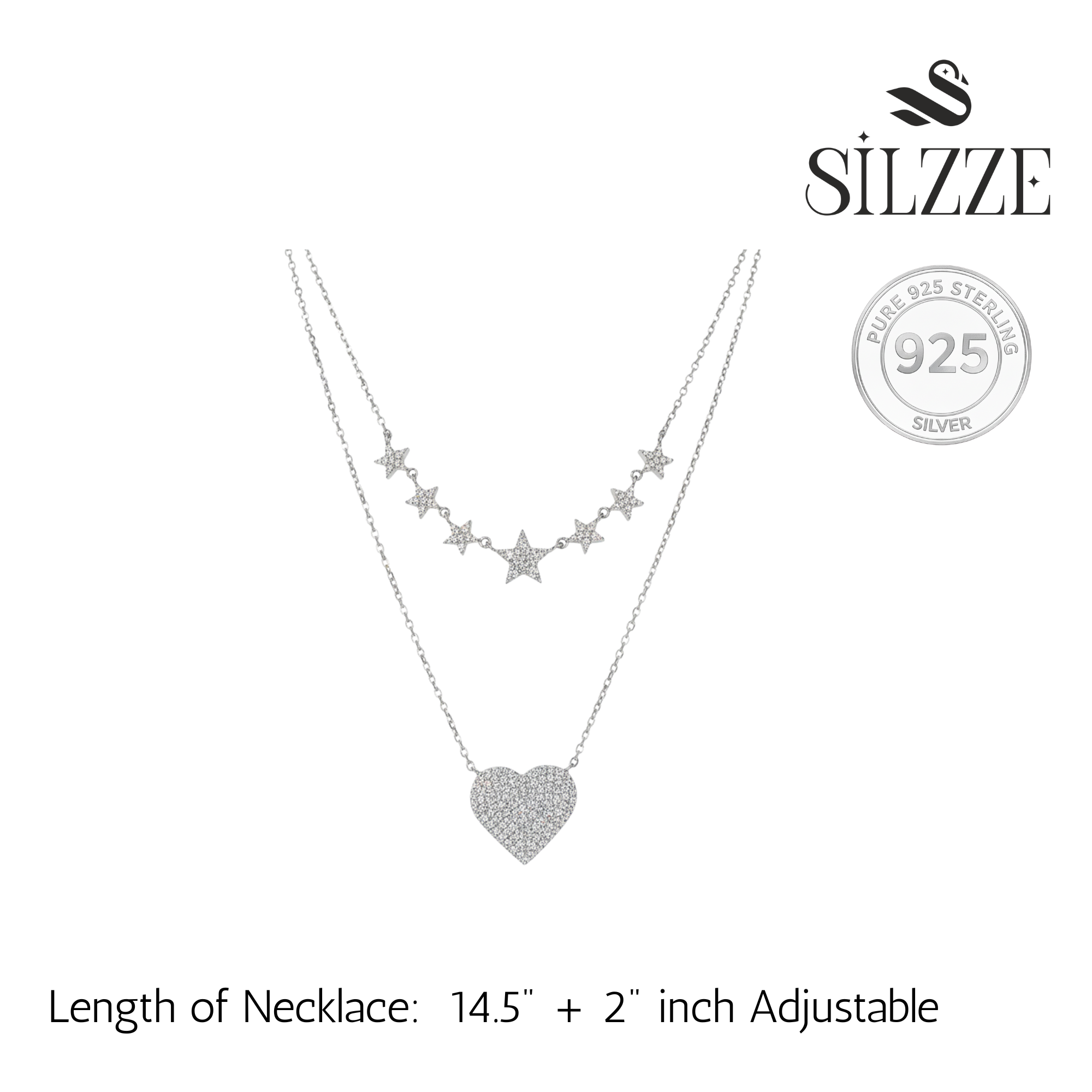 Silver Celestial Heart Double Layer Set