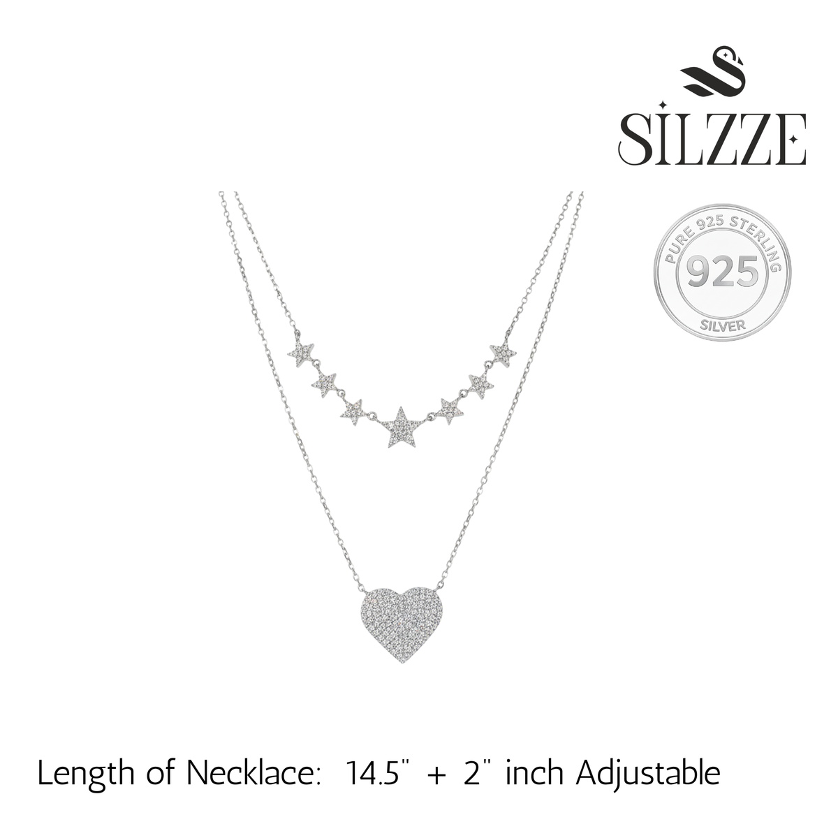 Silver Celestial Heart Double Layer Set