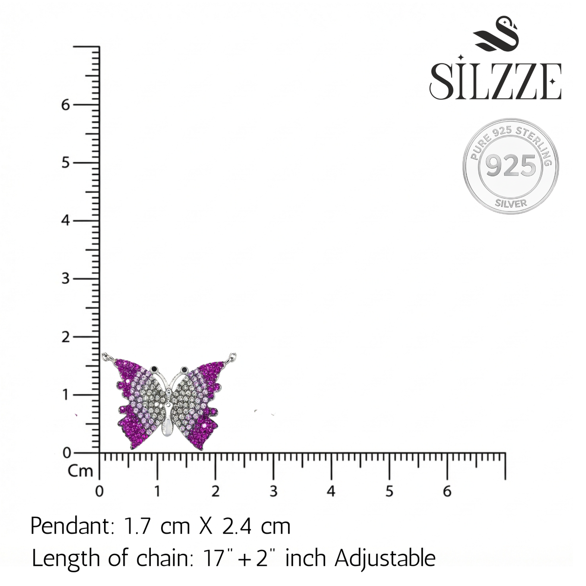 Silver Ombre Flutter Butterfly Pendant Set