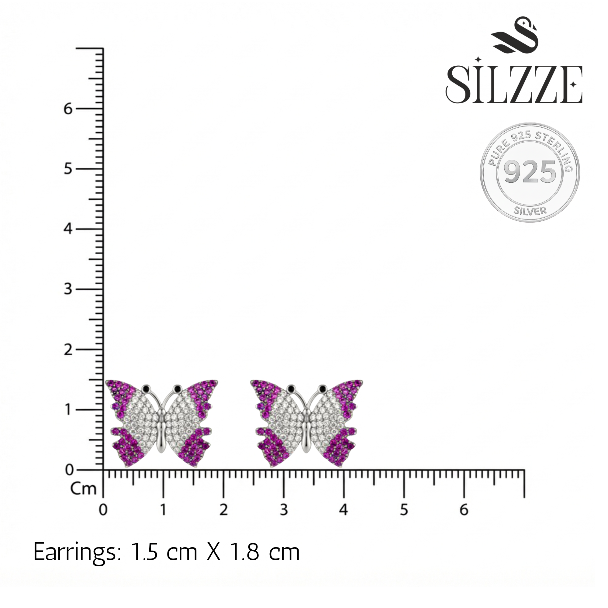 Silver Ombre Flutter Butterfly Pendant Set