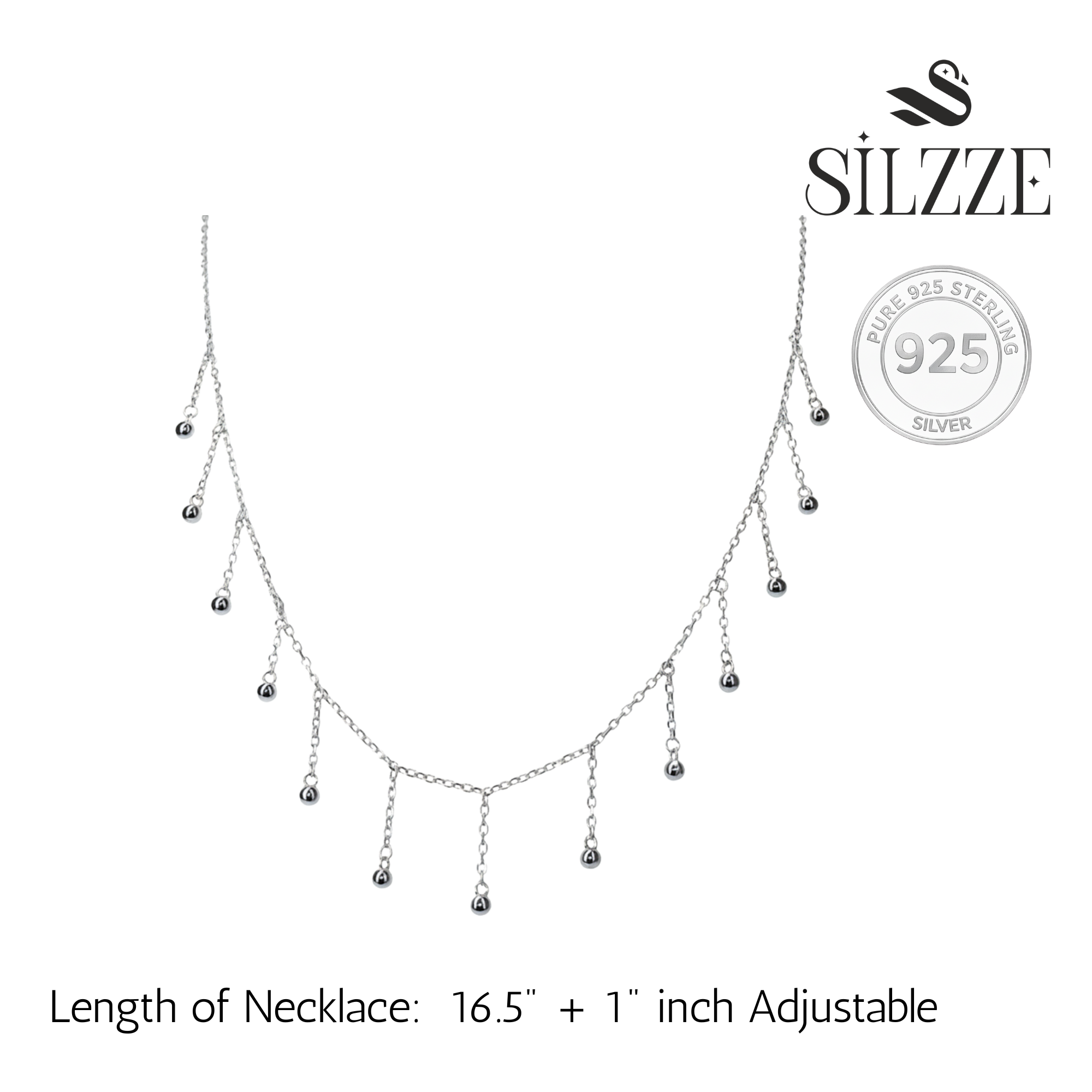 Silver Raindrop Dangle Necklace