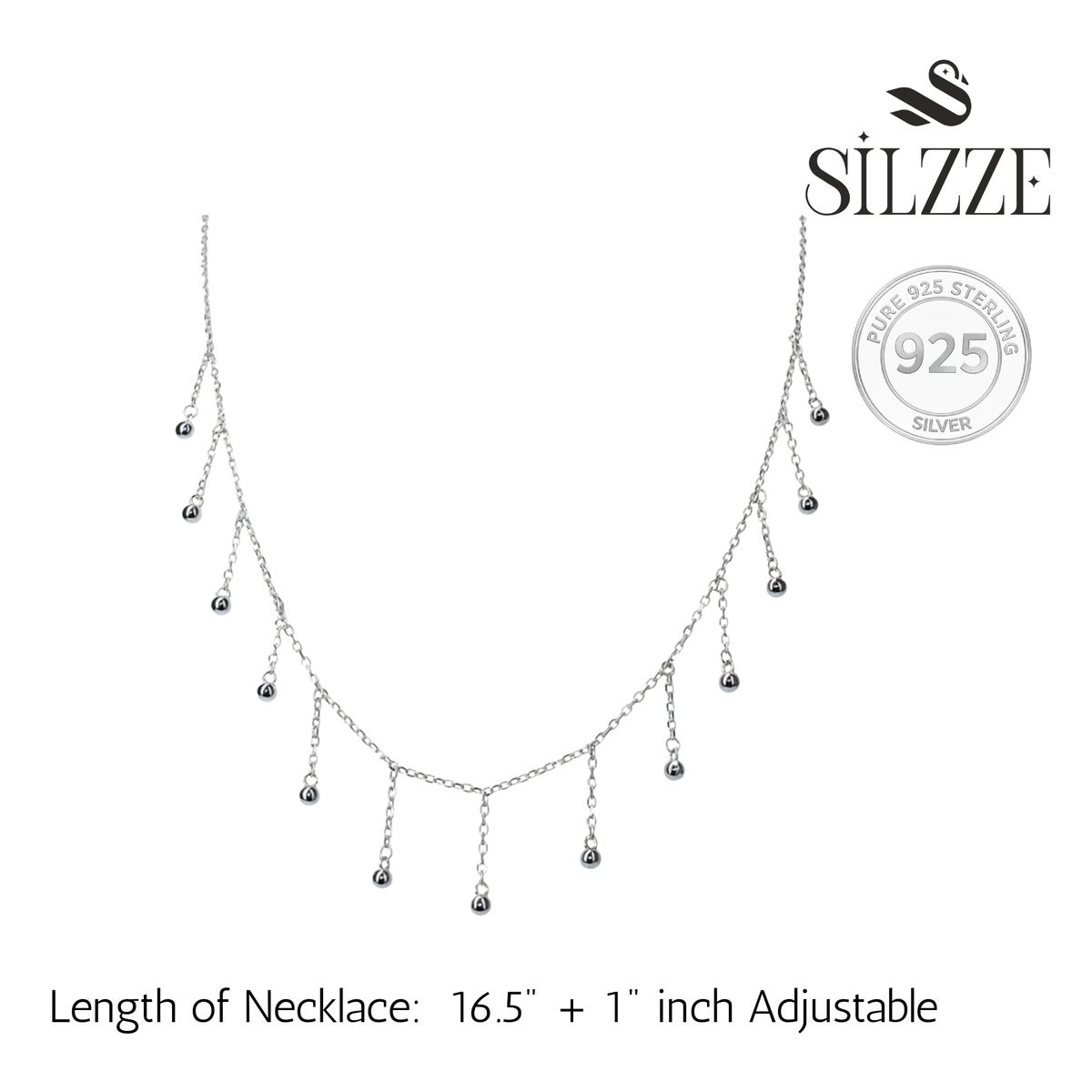 Silver Raindrop Dangle Necklace