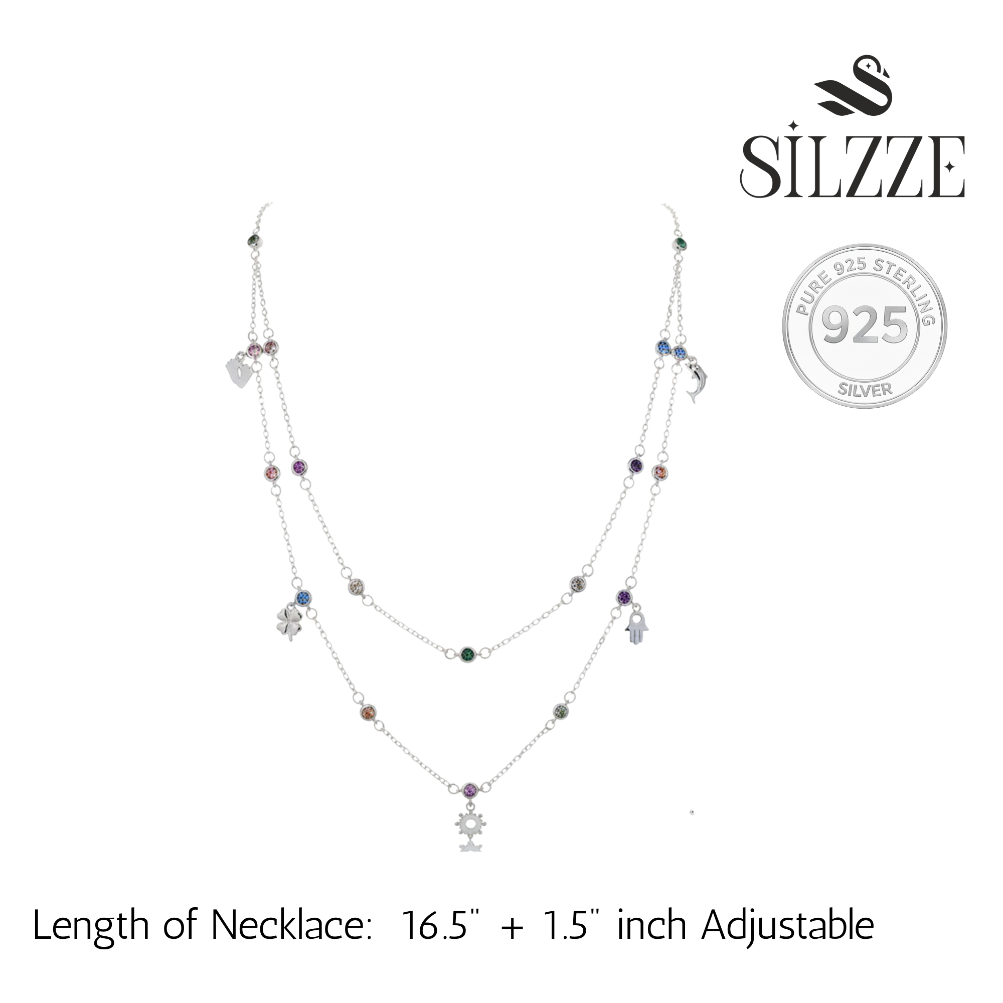 Silver charms Multicolor Shimmer Necklace