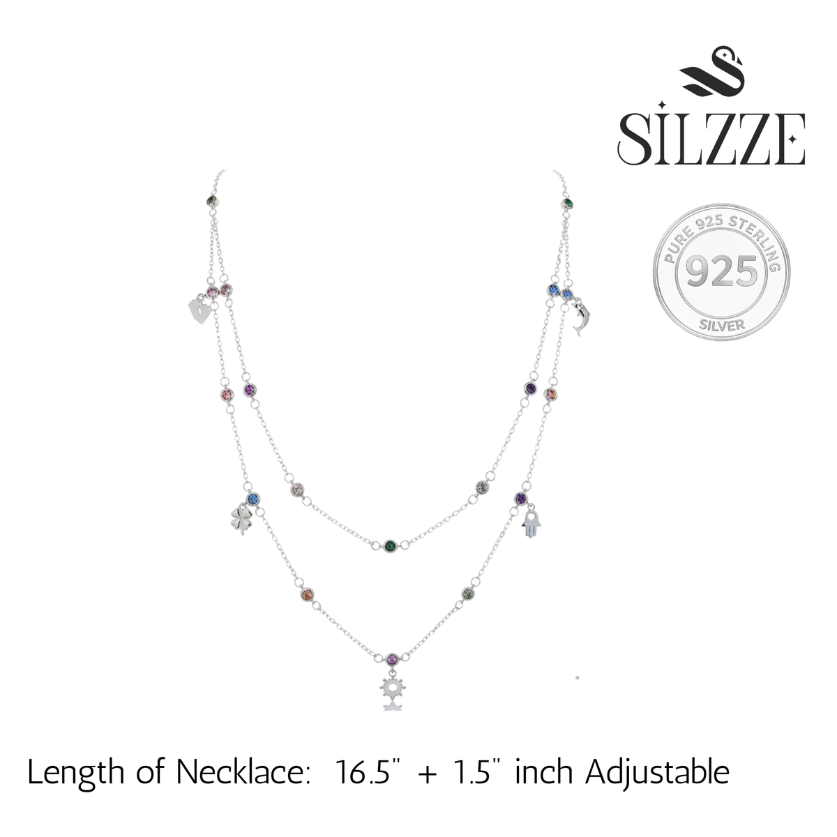 Silver charms Multicolor Shimmer Necklace
