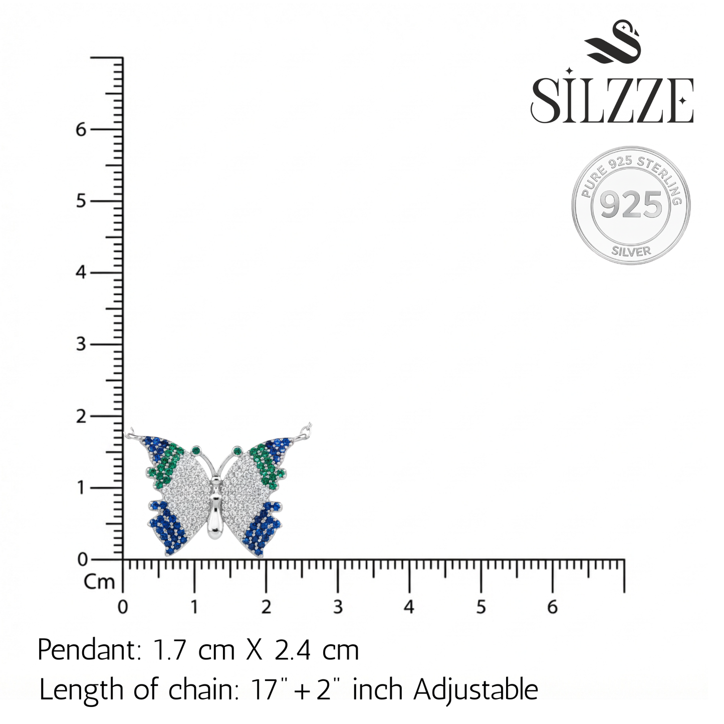 Silver Virtue Blue Butterfly Set