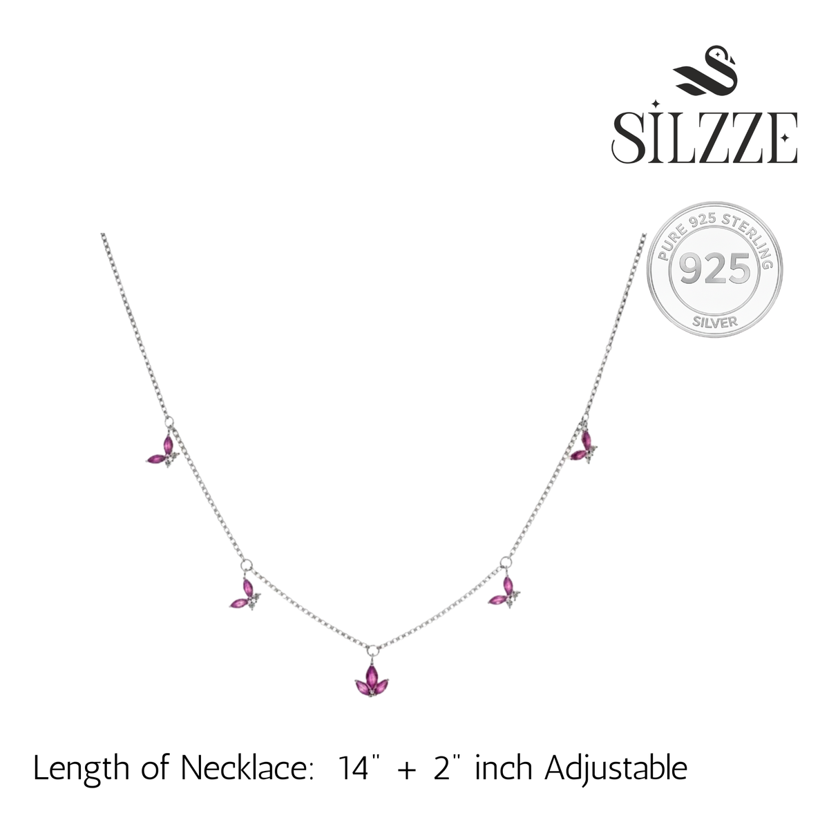 Silver Pink Floral Pendant Set