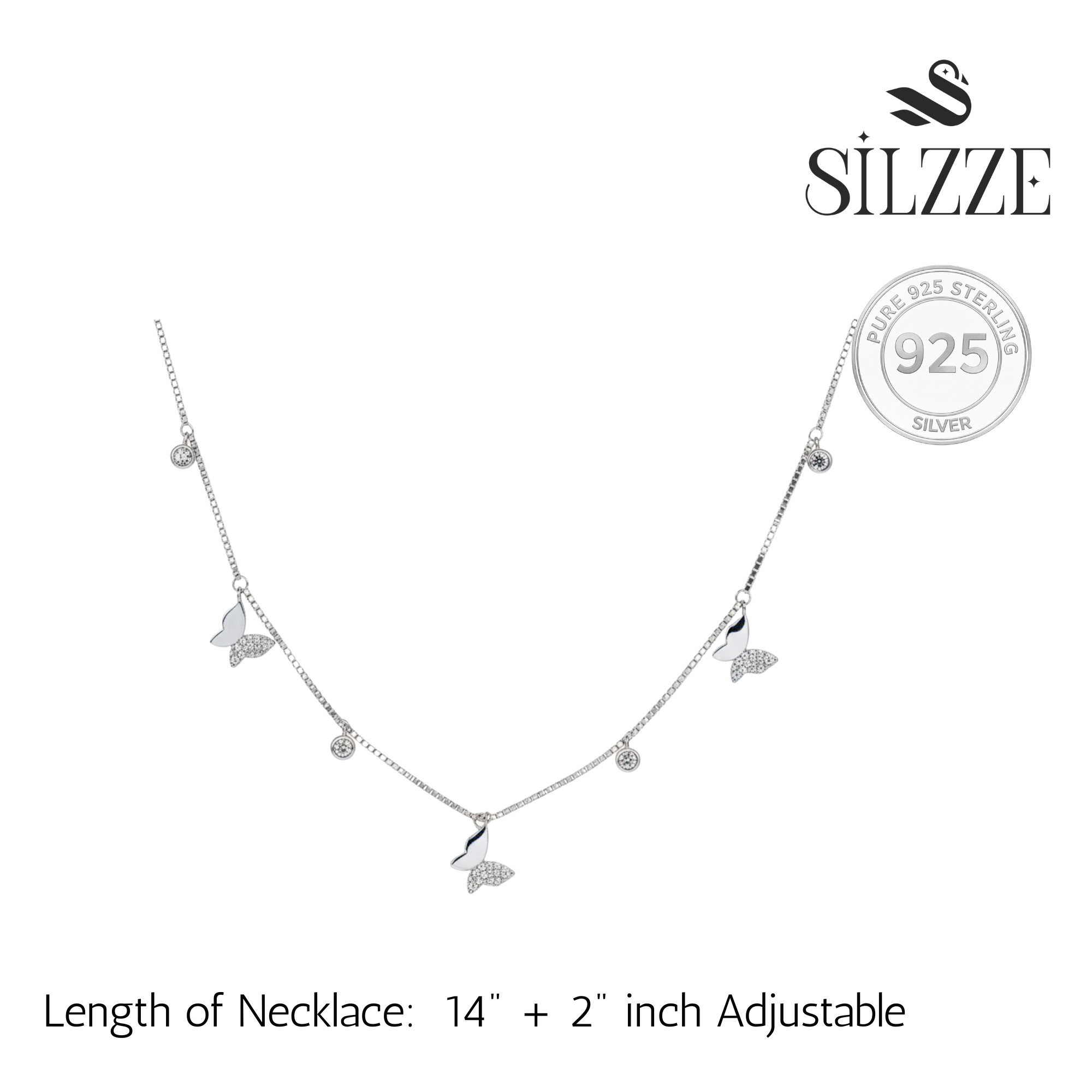 Silver Elegant Butterfly Pave Necklace