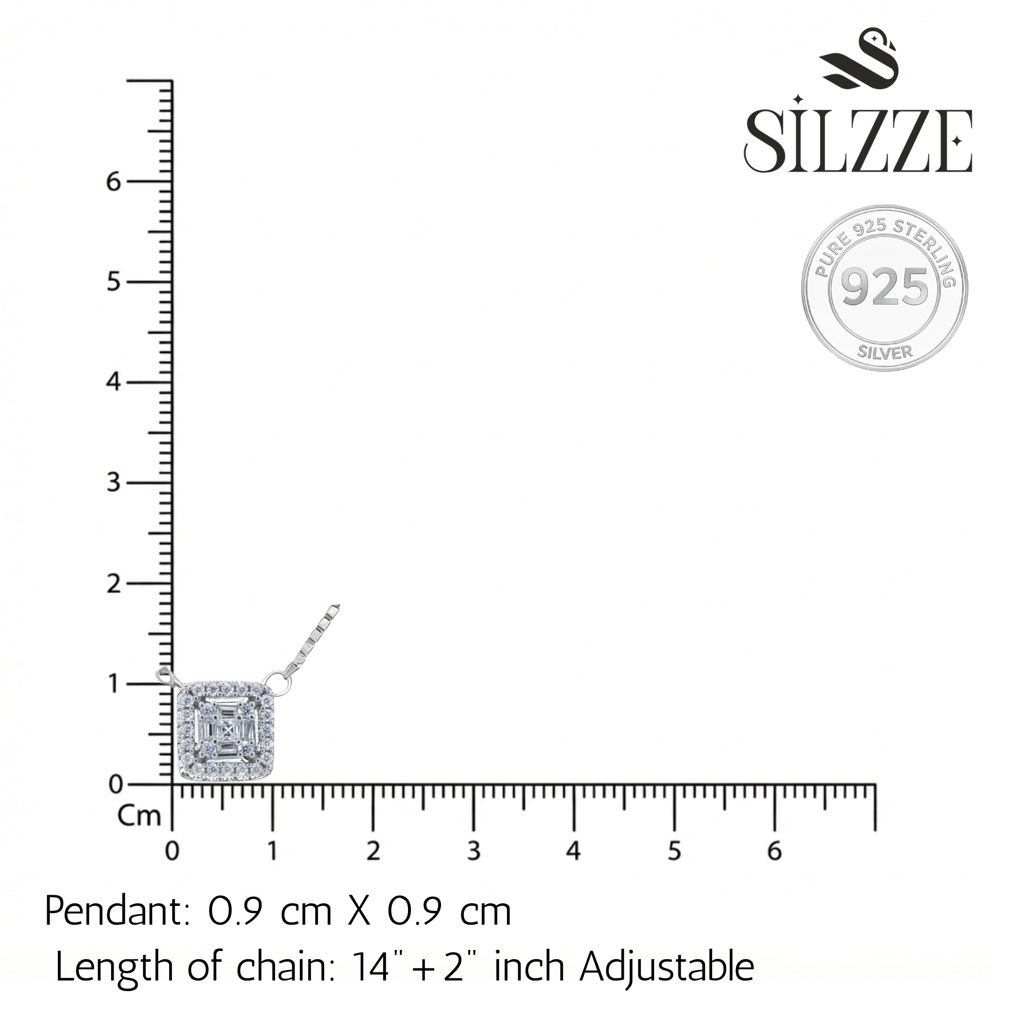 Silver Geometric Halo Pendant set