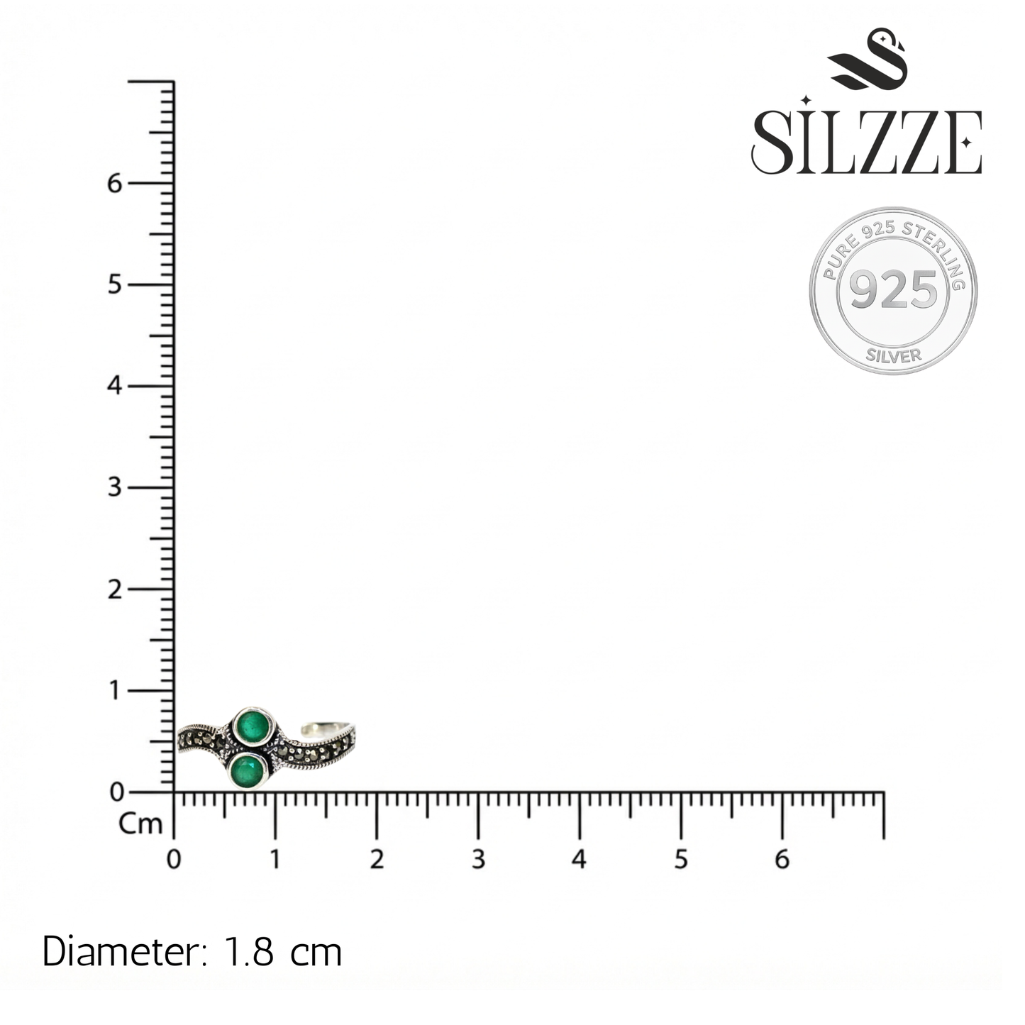 Silver Garland Green Toe Ring