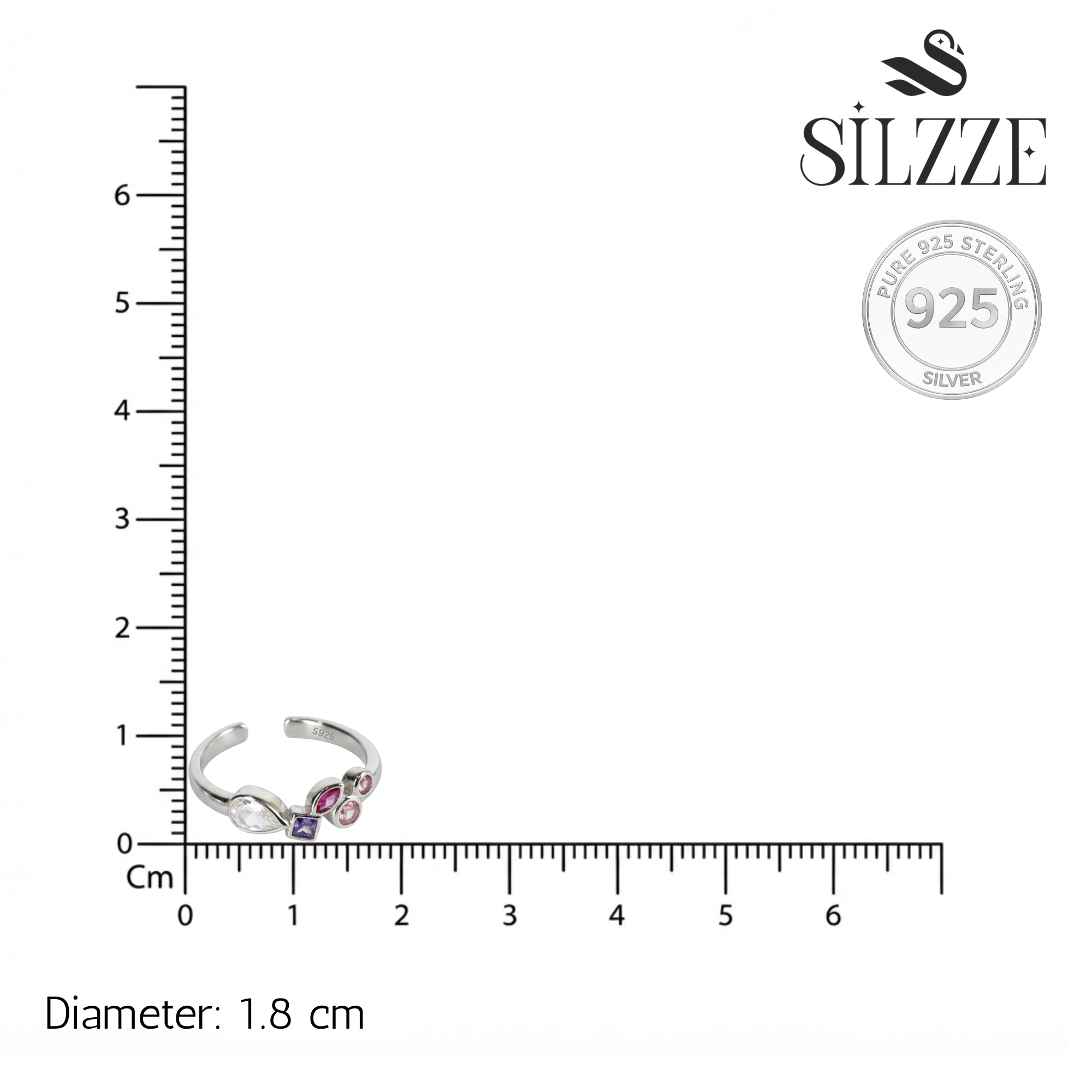 Silver Cluster Multi Stone Toe Ring