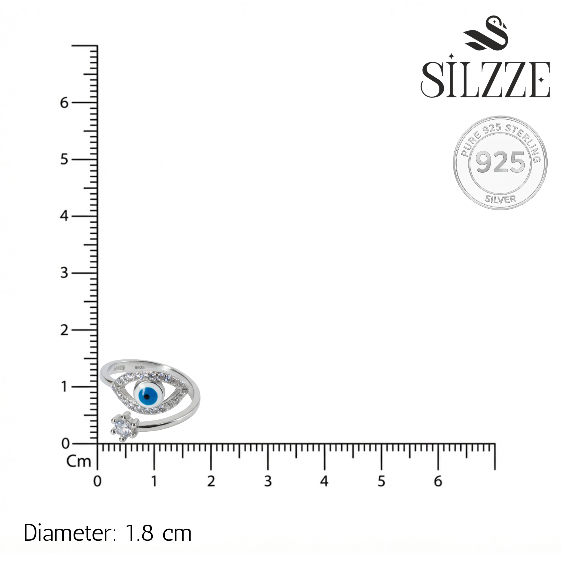 Silver Evil Eye & CZ Solitaire Toe Ring