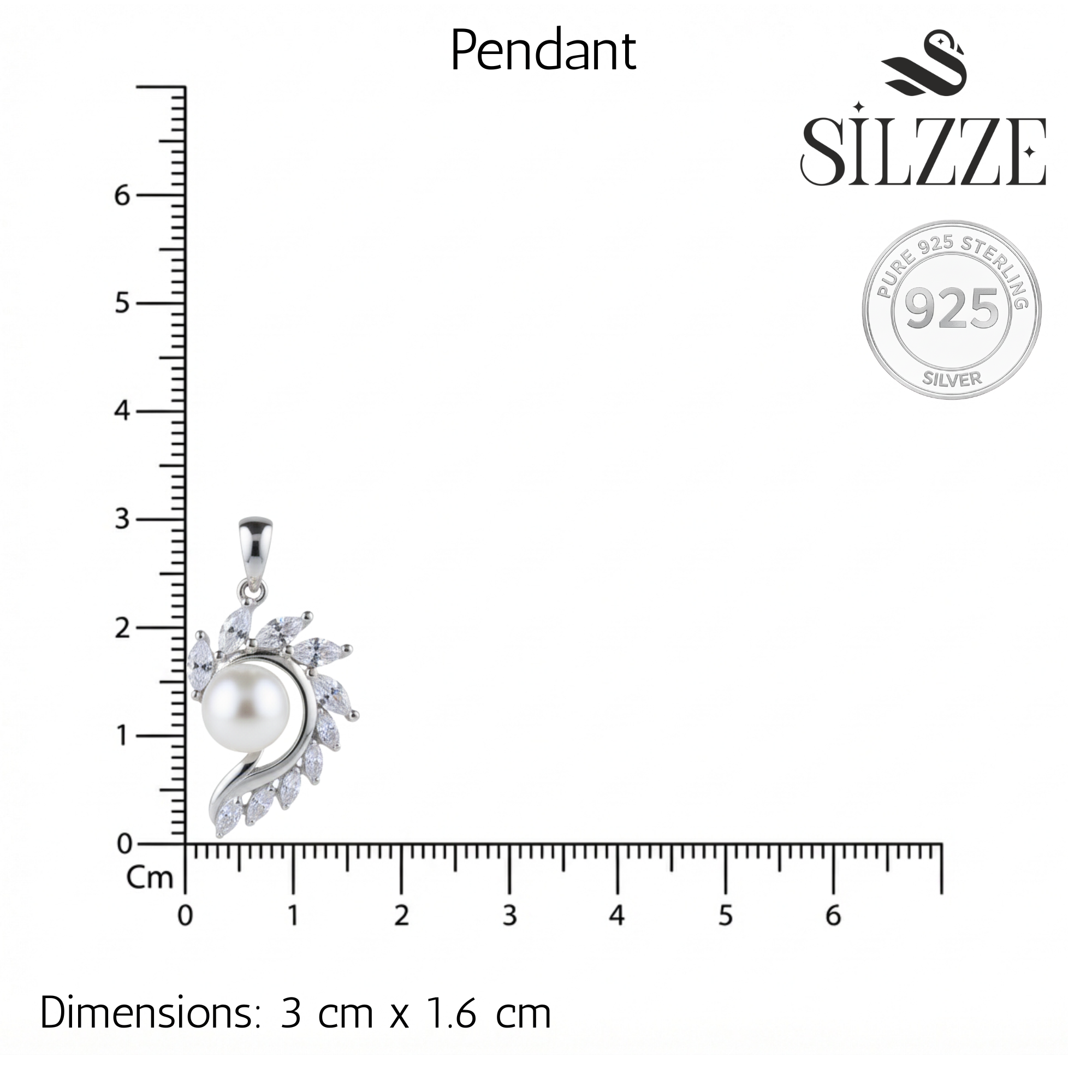 Silver Royal Pearl Marquise Design Pendant set for her
