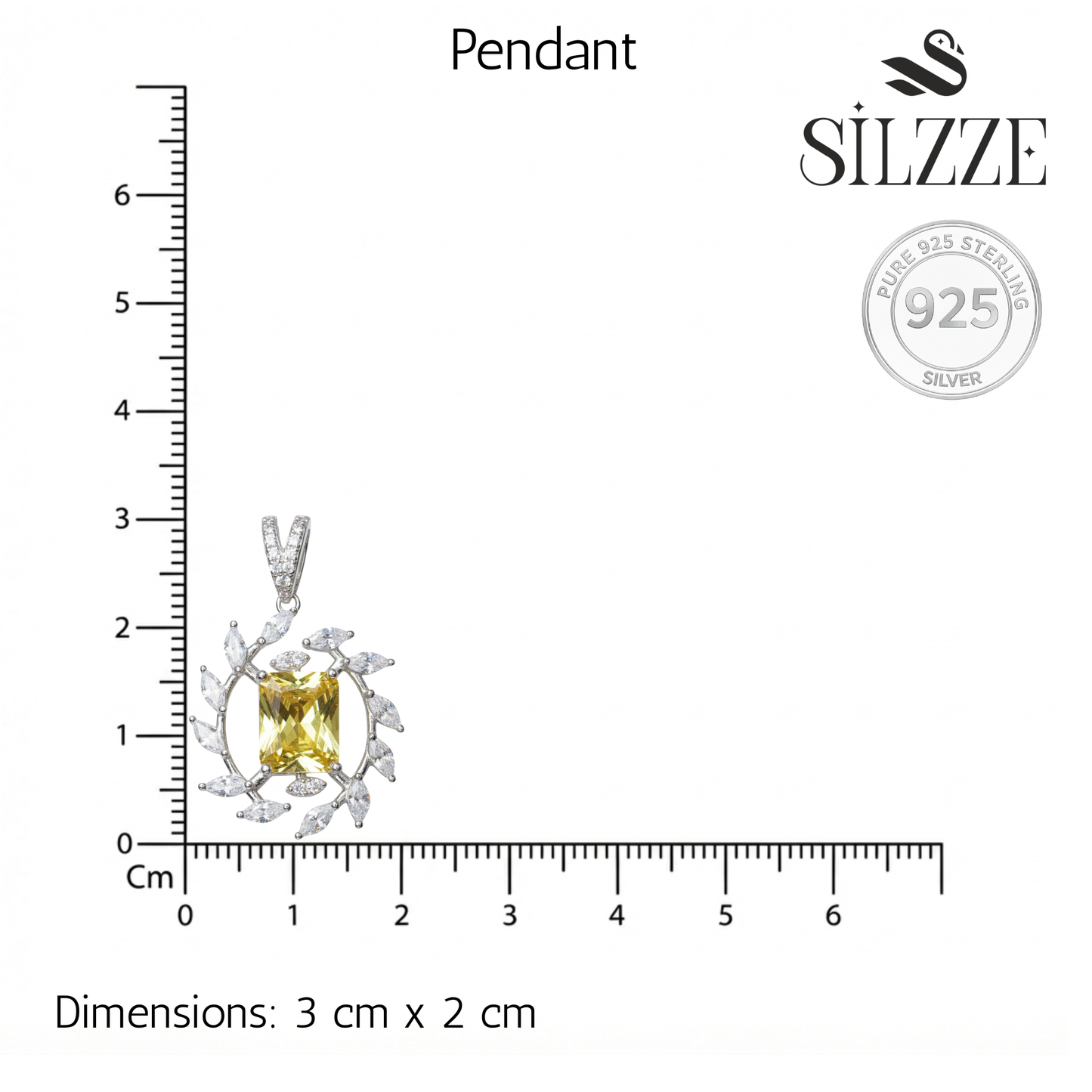 Silver Yellow twilight Marquise stone Pendant set